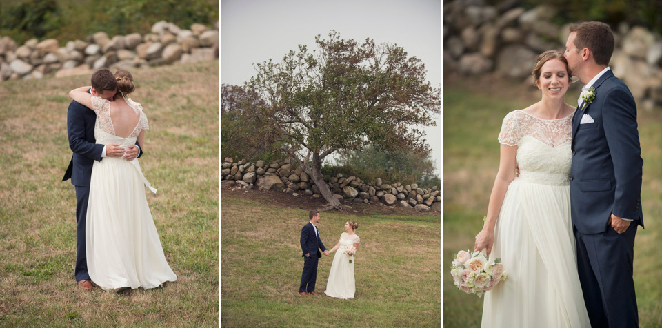 First Look for the Bride and Groom at a Rose Farm Inn Block Island Wedding