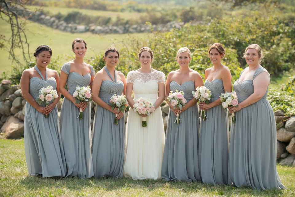 Bridesmaids in the field at a Rose Farm Inn Block Island Wedding