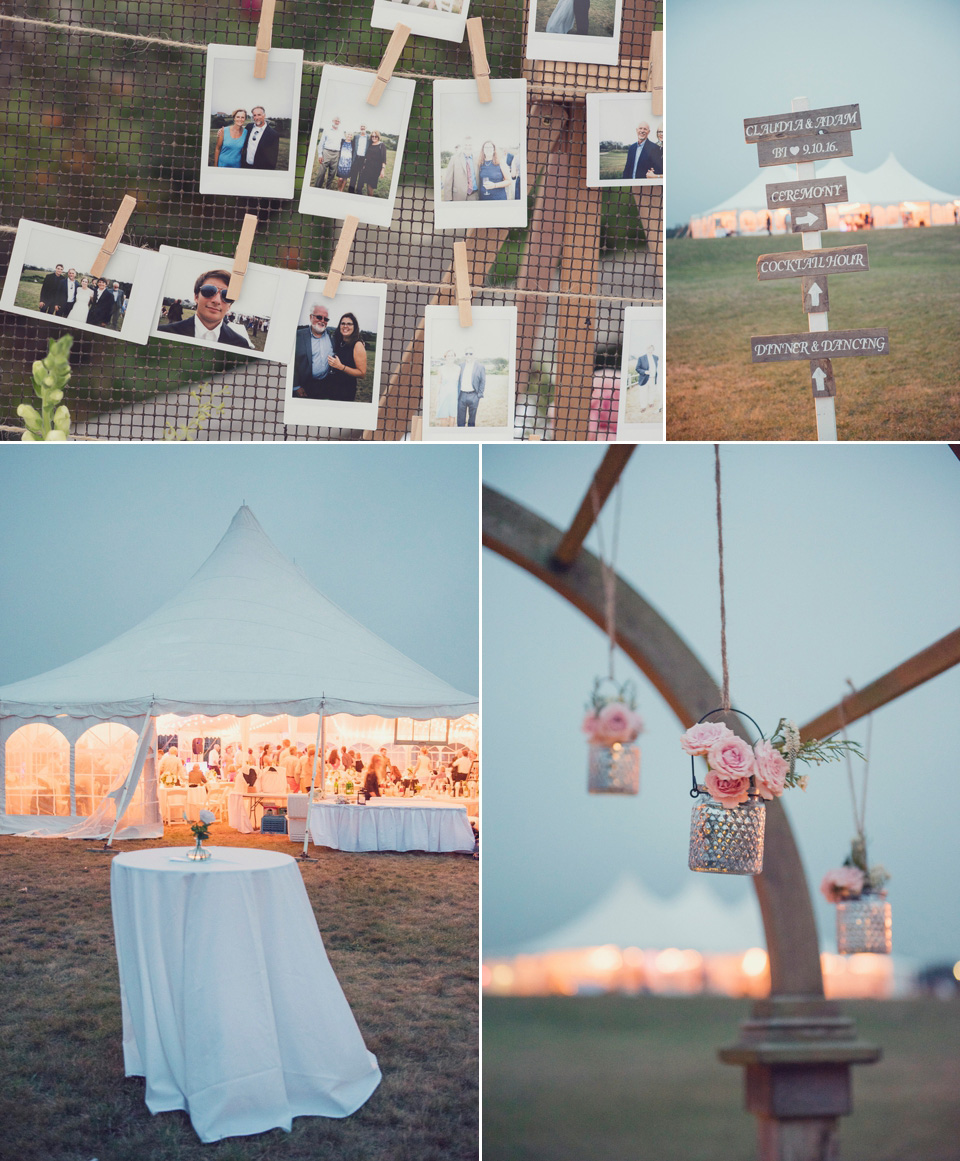 Evening tent details at a Rose Farm Inn Block Island Wedding