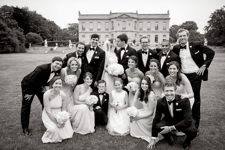 Wedding Party in Front of The Elms Mansion