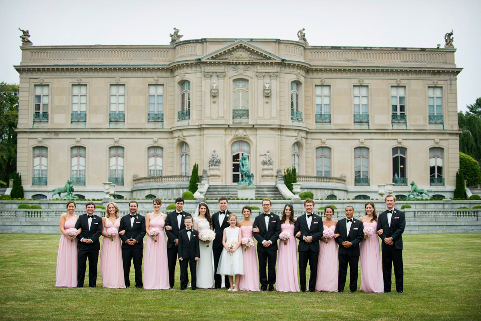 Bridal Party on the lawn at The Elms Mansion
