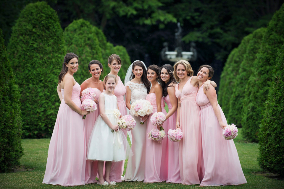 Bridemaids on the grounds at The Elms Mansion